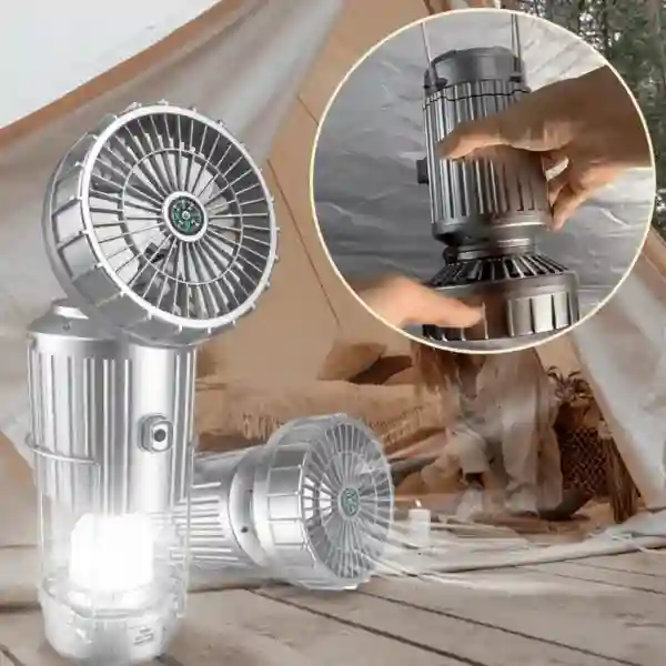 Fan, multifunkční 5 v 1 solární LED světlo s ventilátorem